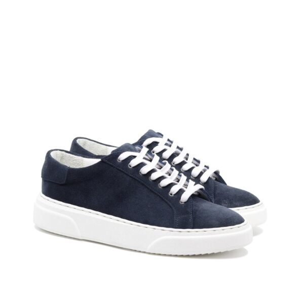 Navy Suede Leather Sneakers